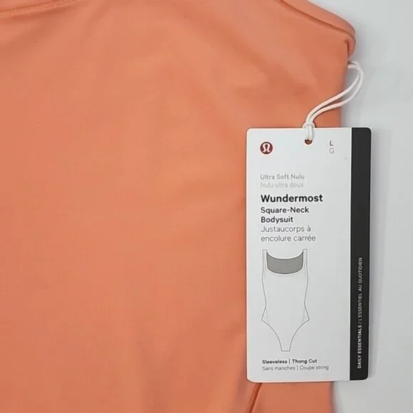 Wundermost Ultra-Soft Nulu Square-Neck Sleeveless Bodysuit Coral Kiss Size Large - Picture 7 of 15